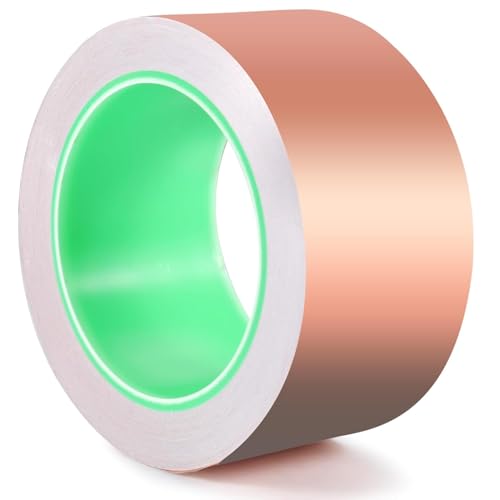 Funmo Schneckenband Schneckenschutz,Kupferfolie Klebeband 50mm x 20m,Beidseitig Leitende Kupferfolienband,EMI Kapton Tape,Schneckenschutz Kupferfolie Selbstklebend für Erdung und Löten von Funmo