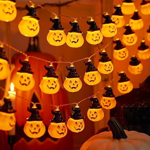 LED Lichterkette Kürbis,Kürbis Lichterkette, Halloween Kürbis 3M für Innen und Außen, Halloween Lichterkette LED Wasserdichte Lichterketten Beleuchtung Halloween Dekoration für Party Garten von Funmo