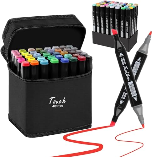 Funnasting Graffiti Stifte, 40 Farben Permanenter Marker Set, Twin Tip Marker für kreative Einsteiger Studenten Hobbykünstler manga Färbung Scrapbooking Stempel Kunst von Funnasting