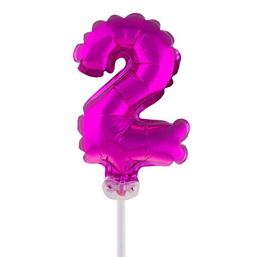 Funny Fashion Folienballon mit Stab 25 cm - Zahl 2 rosa von Funny Fashion