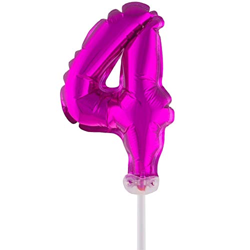 Funny Fashion Folienballon mit Stab 25 cm - Zahl 4 rosa von Funny Fashion