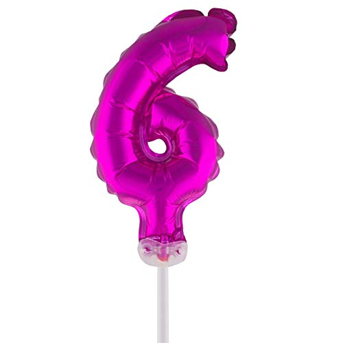 Funny Fashion Folienballon mit Stab 25 cm - Zahl 6 rosa von Funny Fashion