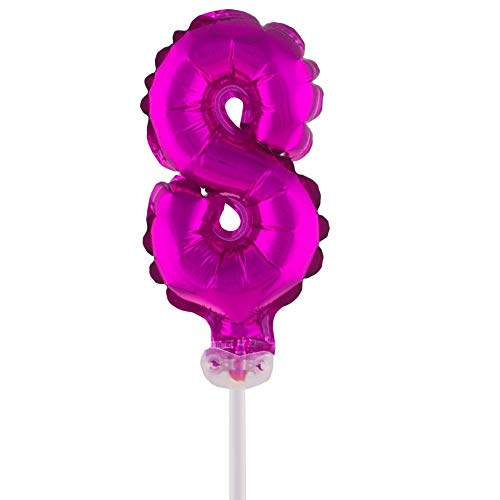 Funny Fashion Folienballon mit Stab 25 cm - Zahl 8 rosa von Funny Fashion