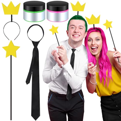 Funnysoft Halloween-Kostüm-Zubehör, Zauberstab, Krone, Stirnband, Reißverschluss, temporäre Haarfarbe, Wachsfarbe für Paare, Cosplay, Party, 7 Stück Funnysoft Halloween-Kostüm-Zubehör, Zauberstab, Krone, Stirnband, Reißverschluss, temporäre Haarfarbe, Wachsfarbe für Paare, Cosplay, Party, 7 Stück von Funnysoft