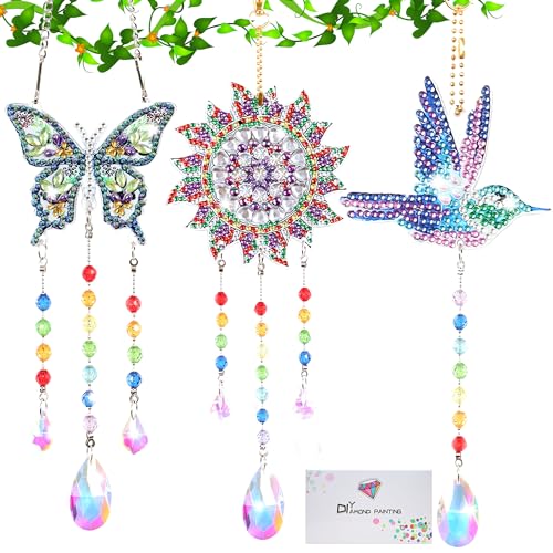 Funshot Geschenk für 7 8 9 10 11 12 Jahre alt Mädchen Jungen DIY Diamond Painting Wind Chime Craft Set, Diamond Painting Suncatcher Garten Dekoration Craft Set, Diamond Art Set von Funshot