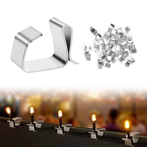 Funtery 50 Stück Dachrinnenhaken für Lichterketten, Edelstahl-Weihnachtslichter Edelstahl Weihnachtslicht Clips Mini Dachrinnenhaken Metall Licht Haken Clip für Weihnachtslicht Küche Bad Garten von Funtery