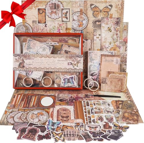 Funto Scrapbooking Kit (96 Teile), Vintage-Sammlung - Wisteria & Schmetterling, Perfekt für Bullet Scrapbooking Materialien, Planner DIY Kunst Handwerk Collage. von Funto