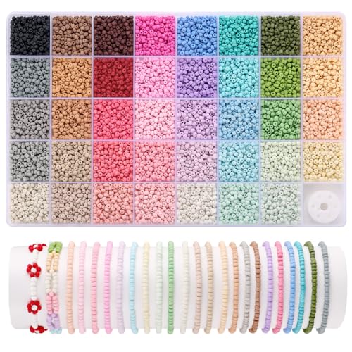 Funtopia 3mm Perlen für Armbänder, 39 Farben 9600 Stück Perlen Set Armbänder Selber Machen, Perlen Zum Auffädeln Perlenset Kinder Erwachsener für Bastelset von Funtopia