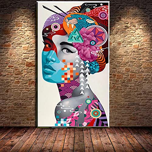 Diamond Painting,Diamant Painting Bilder,Große Größe Diamant Malerei mit Voll Diamond Painting Zubehör,5D Diamant Gemälde Cross Stickerei,Schlafzimmer Deko Wohnzimmer,Graffiti knallt Frauen,60x120cm von Funxer