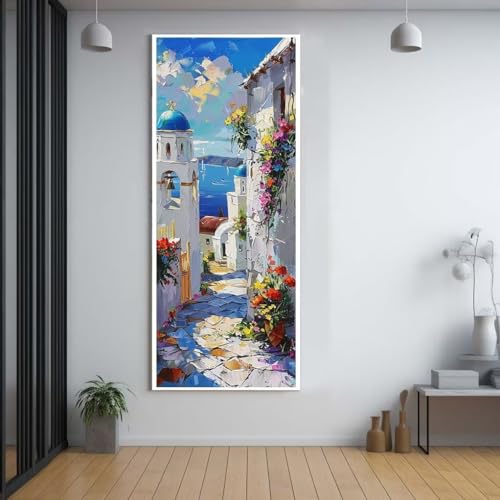 Diamond Painting Ägäis Landschaft 100x200cm，5D Daiments Painting Erwachsene mit Diamond Painting Zubehör，Groß Diamont Painting bilder Set Full Square Drill Geschenk für mädchen Home Wall Décor A6 von Funxer