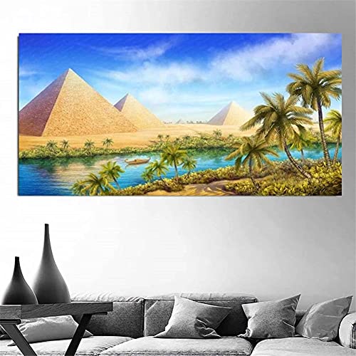 Diamond Painting Ägypten Pyramide Diamant Painting Bilder Groß 90x180 cm, 5D Diamant Malerei mit Diamond Painting Zubehör Full Set, DIY Cross Stickerei Deko Wohnzimmer Schlafzimmer Büro Eingang Wand von Funxer