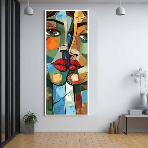 Diamond Painting Abstraktes weibliches Gesicht 40x100cm，5D Daiments Painting Erwachsene mit Diamond Painting Zubehör，Groß Diamont Painting bilder Set Full Square Drill Geschenk für mädchen Décor E33 von Funxer