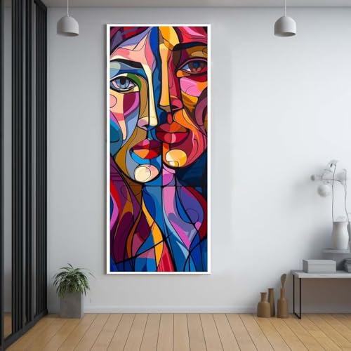 Diamond Painting Abstraktes weibliches Gesicht diamond painting erwachsene groß 100x200cm，5D diamond painting set mit Zubehör Full Square Set，DIY Cross Stickerei Deko Wohnzimmer Schlafzimmer A73 von Funxer