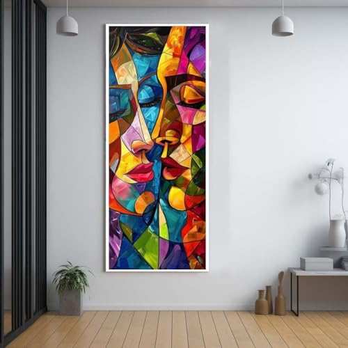 Diamond Painting Abstraktes weibliches Gesicht diamond painting erwachsene groß 100x300cm，5D diamond painting set mit Zubehör Full Square Set，DIY Cross Stickerei Deko Wohnzimmer Schlafzimmer A74 von Funxer