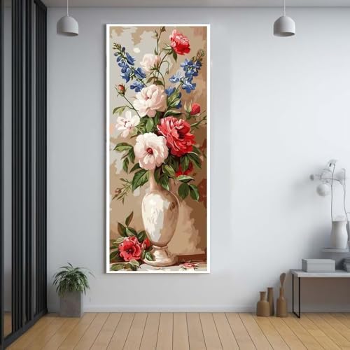 Diamond Painting Blumen Ölgemälde 100x200cm，5D Daiments Painting Erwachsene mit Diamond Painting Zubehör，Groß Diamont Painting bilder Set Full Square Drill Geschenk für mädchen Home Wall Décor A62 von Funxer