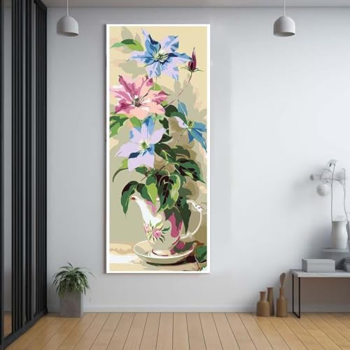 Diamond Painting Blumen Ölgemälde 100x300cm，5D Daiments Painting Erwachsene mit Diamond Painting Zubehör，Groß Diamont Painting bilder Set Full Square Drill Geschenk für mädchen Home Wall Décor A61 von Funxer