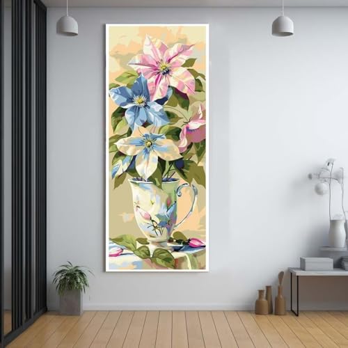 Diamond Painting Blumen farbenfroh 100x300cm，5D Daiments Painting Erwachsene mit Diamond Painting Zubehör，Groß Diamont Painting bilder Set Full Square Drill Geschenk für mädchen Home Wall Décor A55 von Funxer