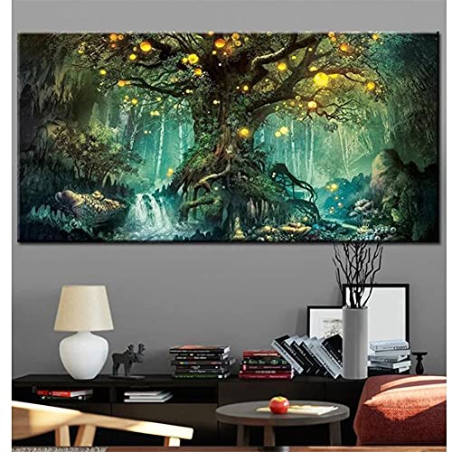 Diamond Painting Fantasie-Landschaftsbaum Diamant Painting Bilder Groß 70x140cm,5D Diamant Malerei mit Diamond Painting Zubehör Full Set,Cross Stickerei Deko Wohnzimmer Schlafzimmer Büro Eingang Wand von Funxer