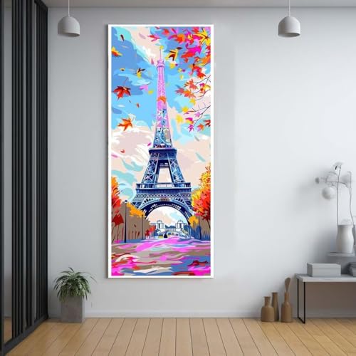 Diamond Painting Farbe Paris 100x300cm，5D Daiments Painting Erwachsene mit Diamond Painting Zubehör，Groß Diamont Painting bilder Set Full Square Drill Geschenk für mädchen Home Wall Décor A5 von Funxer