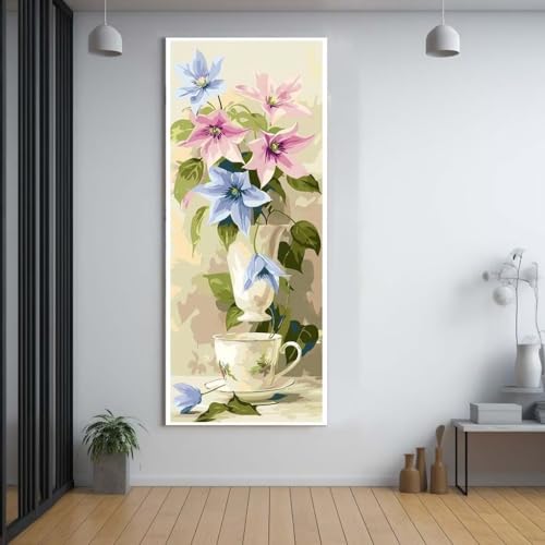 Diamond Painting Farbe blumen 100x200cm，5D Daiments Painting Erwachsene mit Diamond Painting Zubehör，Groß Diamont Painting bilder Set Full Square Drill Geschenk für mädchen Home Wall Décor A52 von Funxer