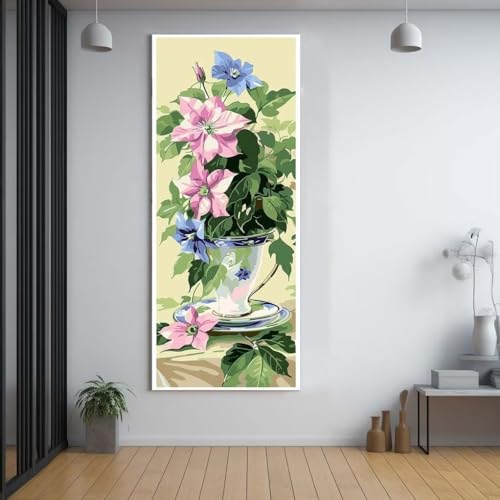 Diamond Painting Farbe blumen 100x300cm，5D Daiments Painting Erwachsene mit Diamond Painting Zubehör，Groß Diamont Painting bilder Set Full Square Drill Geschenk für mädchen Home Wall Décor A49 von Funxer