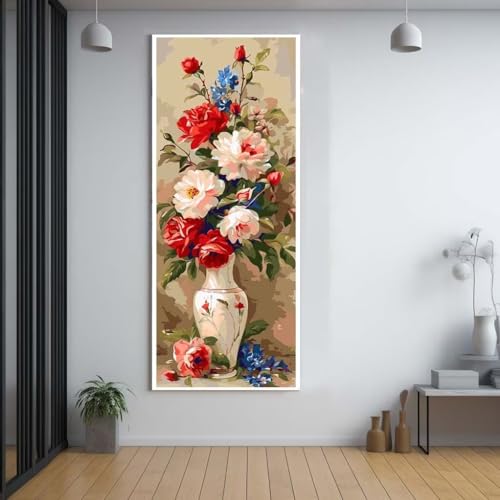 Diamond Painting Farbe blumen 100x300cm，5D Daiments Painting Erwachsene mit Diamond Painting Zubehör，Groß Diamont Painting bilder Set Full Square Drill Geschenk für mädchen Home Wall Décor A71 von Funxer