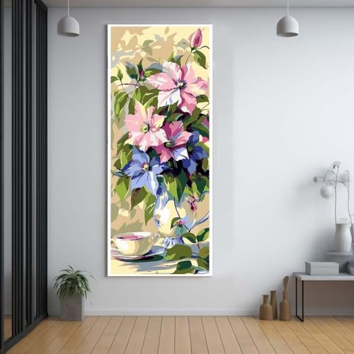 Diamond Painting Farbe blumen diamond painting erwachsene groß xxl 100x300cm，5D diamond painting set mit Zubehör Full Square Set，DIY Cross Stickerei Deko Wohnzimmer Schlafzimmer Büro Eingang Wand A50 von Funxer