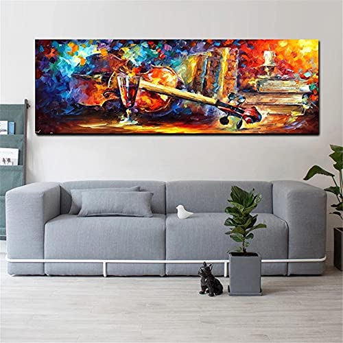 Diamond Painting Full Drill Set, Farbmusik Cello，Round Vollbohrer Kristall ，Große Stickerei Set ，Kreuzstich Bilder ，für Home Wall Decoration(30x90cm,12x36in) H452 von Funxer