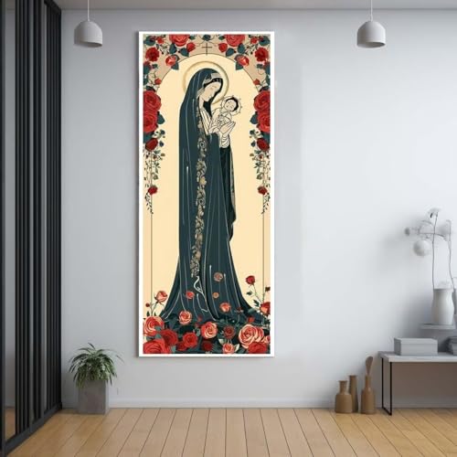 Diamond Painting Maria Maria Rose 100x200cm，5D Daiments Painting Erwachsene mit Diamond Painting Zubehör，Groß Diamont Painting bilder Set Full Square Drill Geschenk für mädchen Home Wall Décor A40 von Funxer