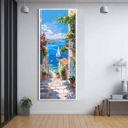 Diamond Painting Meer stadt diamond painting erwachsene groß xxl 100x300cm，5D diamond painting set mit Zubehör Full Square Set，DIY Cross Stickerei Deko Wohnzimmer Schlafzimmer Büro Eingang Wand A20 von Funxer