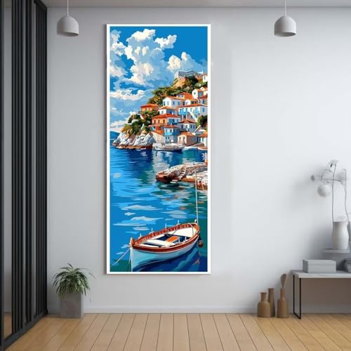 Diamond Painting Meerblick Boot 100x200cm，5D Daiments Painting Erwachsene mit Diamond Painting Zubehör，Groß Diamont Painting bilder Set Full Square Drill Geschenk für mädchen Home Wall Décor A38 von Funxer