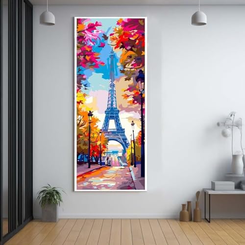 Diamond Painting Paris Romantisch diamond painting erwachsene groß xxl 70x140cm，5D diamond painting set mit Zubehör Full Square Set，DIY Cross Stickerei Deko Wohnzimmer Schlafzimmer Eingang Wand A3 von Funxer