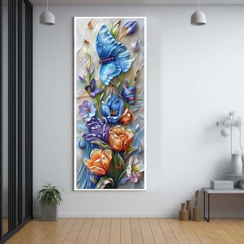 Diamond Painting Schmetterling blume 100x200cm，5D Daiments Painting Erwachsene mit Diamond Painting Zubehör，Groß Diamont Painting bilder Set Full Square Drill Geschenk für mädchen Home Wall Décor A68 von Funxer