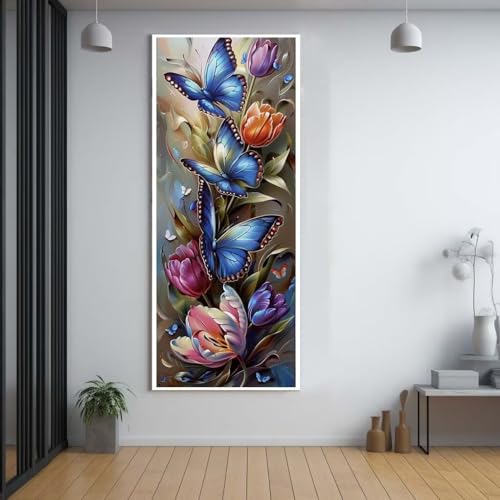 Diamond Painting Schmetterling blume 100x300cm，5D Daiments Painting Erwachsene mit Diamond Painting Zubehör，Groß Diamont Painting bilder Set Full Square Drill Geschenk für mädchen Home Wall Décor A13 von Funxer