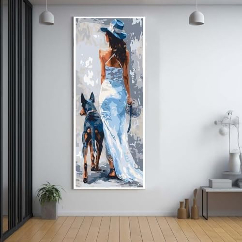 Diamond Painting Schönheit hund diamond painting erwachsene groß xxl 40x100cm，5D diamond painting set mit Zubehör Full Square Set，DIY Cross Stickerei Deko Wohnzimmer Schlafzimmer Büro Eingang Wand A76 von Funxer