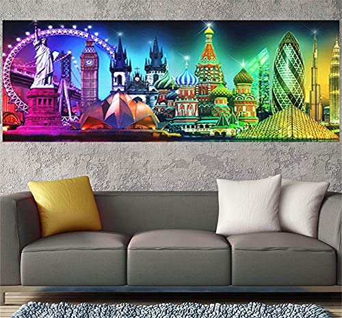 Diamond Painting Zubehör 5D DIY Diamant Painting Manhattan Stadtlandschaft Square Vollbohrer Große Stickerei Set Mosaik Bilder Kunst Handwerk für Home Wall Decoration(40x120cm,16x48in) H2163 von Funxer