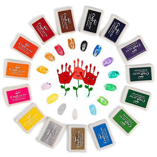 Funxim 15 Farben Stempelkissen Set, Fingerabdruck Stempelkissen Ungiftig Abwaschbar Tinte Stamp Pad für Papier Handwerk Stoff Malerei DIY Geburtstag Geschenk von Funxim