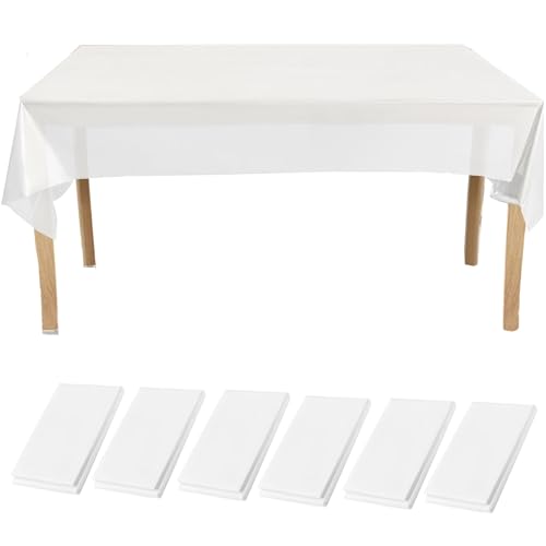 6 Stück Einweg Tischdecke Transparent Tischdecke Rolle, 137 x 274 cm Kunststoff Rechteckige Transparent Tischdecken für Party Hochzeit Picknick Geburtstags von Fuonmka