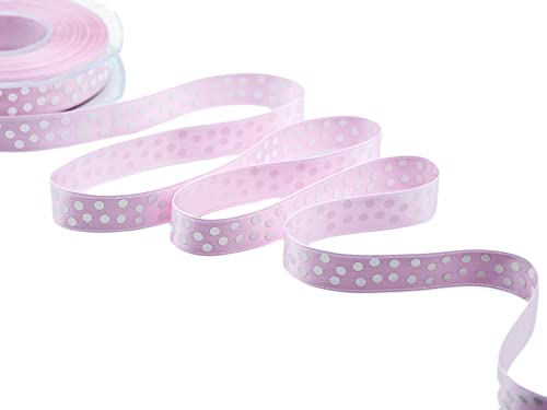 Furlanis - Doppeltes Satinband, Drucken mit weißen Punkten Rosa Baby - 16 mm x 20 m von Furlanis