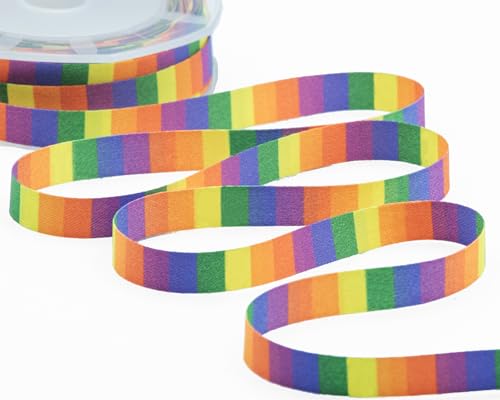 Furlanis - Regenbogen-Satin 10 mm, dekoratives Band für Verpackungen, Gastgeschenke, italienischer Stoff - mehrfarbig, 10 mm x 10 m von Furlanis