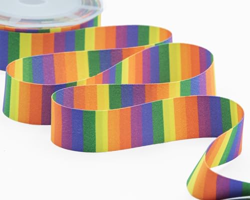 Furlanis - Regenbogen-Satin 25 mm, dekoratives Band für Verpackungen, Gastgeschenke, italienischer Stoff - mehrfarbig, 25 mm x 10 m von Furlanis