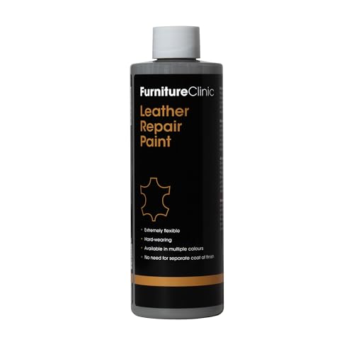 Furniture Clinic Lederreparatur-Farbe & Farbauffrischung | Selbstversiegelnder Lederfarbstoff für schnelle + einfache Ledersanierung | Ledersofas, Autositze, Lederschuhe (Dunkelgrau, 250ml) von Furniture Clinic