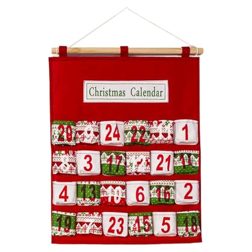 Furtryvl Weihnachten Stoff Adventskalender, Filz Adventskalender Wand mit Taschen 24 Tage, Wiederverwendbar Stoff Adventskalender 2024 Leere Adventskalender zum Befüllen Aufhängen von Furtryvl