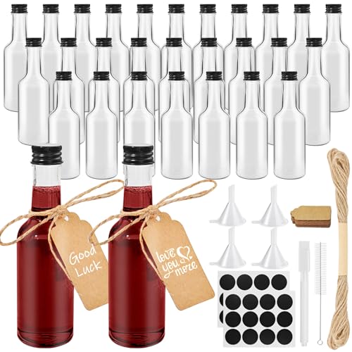 Furuising 28 Stück 100ML Plastik Shot Flaschen zum Befüllen, Mini Flaschen zum Befüllen, Wiederverwendbar Schnapsflaschen zum Befüllen mit Deckel Stift, Anhänger für Hochzeiten Party von Furuising