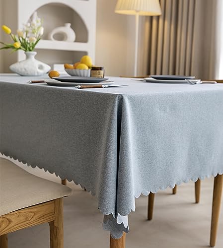 Wasserdichtes Rechteck Tischtuch Baumwolle Leinen Tischdecke Öl Spill Proof Falten resistent Tischtuch für Indoor, Outdoor, Essen, Küche 140 x 140 cm Hellblau von Fusehngre