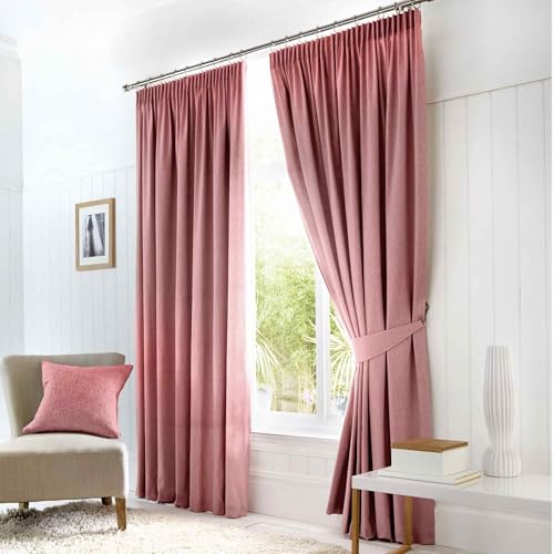 Fusion Dijon Paar Bleistift-Faltenvorhänge, Polyester, Blush, 168 x 229cm von Fusion