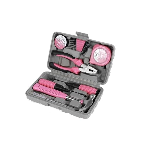 13/24-teiliges Haushaltsreparatur-Werkzeugset Mehrzweck-Handwerkzeugset in Rosa mit Aufbewahrungskoffer Robustes Hammer- und Schlüsselset(13pcs) von Futaoo