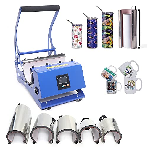 Transferpresse 6 in 1, Hitzepresse 600W 500 ℃ Tassenpresse Maschine Mug Presse mit 6 Untersetzer, DIY Mulitifunktional Sublimation Wärmepresse Becherdruckmaschine für Kaffeetasse von Futchoy