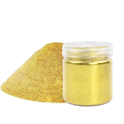 Gold Glitzerpulver, Schimmernder Glitzerpuder, Glitzer-Pulver zum Basteln, Gold Glitter Fine, 0.2mm Fine Glitzerpulver, Basteln Glitzerpuder, 100 g/3,53 oz Feiner Goldglitzer für Haare Face Eye Nail von Futuhada