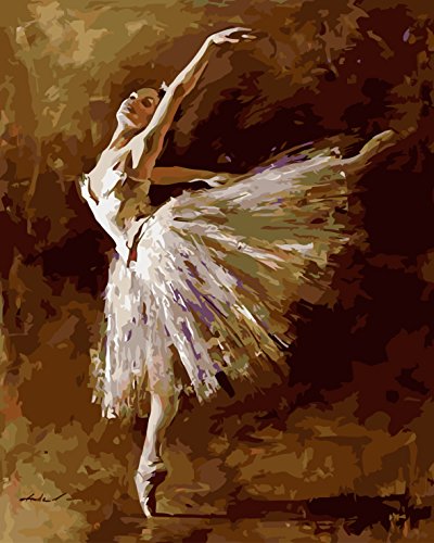 Fuumuui Malen Nach Zahlen Erwachsene und Kinder Anfänger Gemälde inklusive Pinsel und Acrylfarben 40 x 50 cm - Frau, Ballett von golden maple